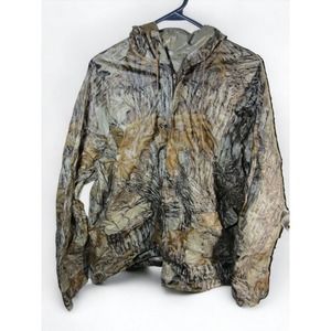 Stearns Vinyl Dry-Wear Hunting Hooded Rain Jacket Real Tree‎ Camo Waterproof L